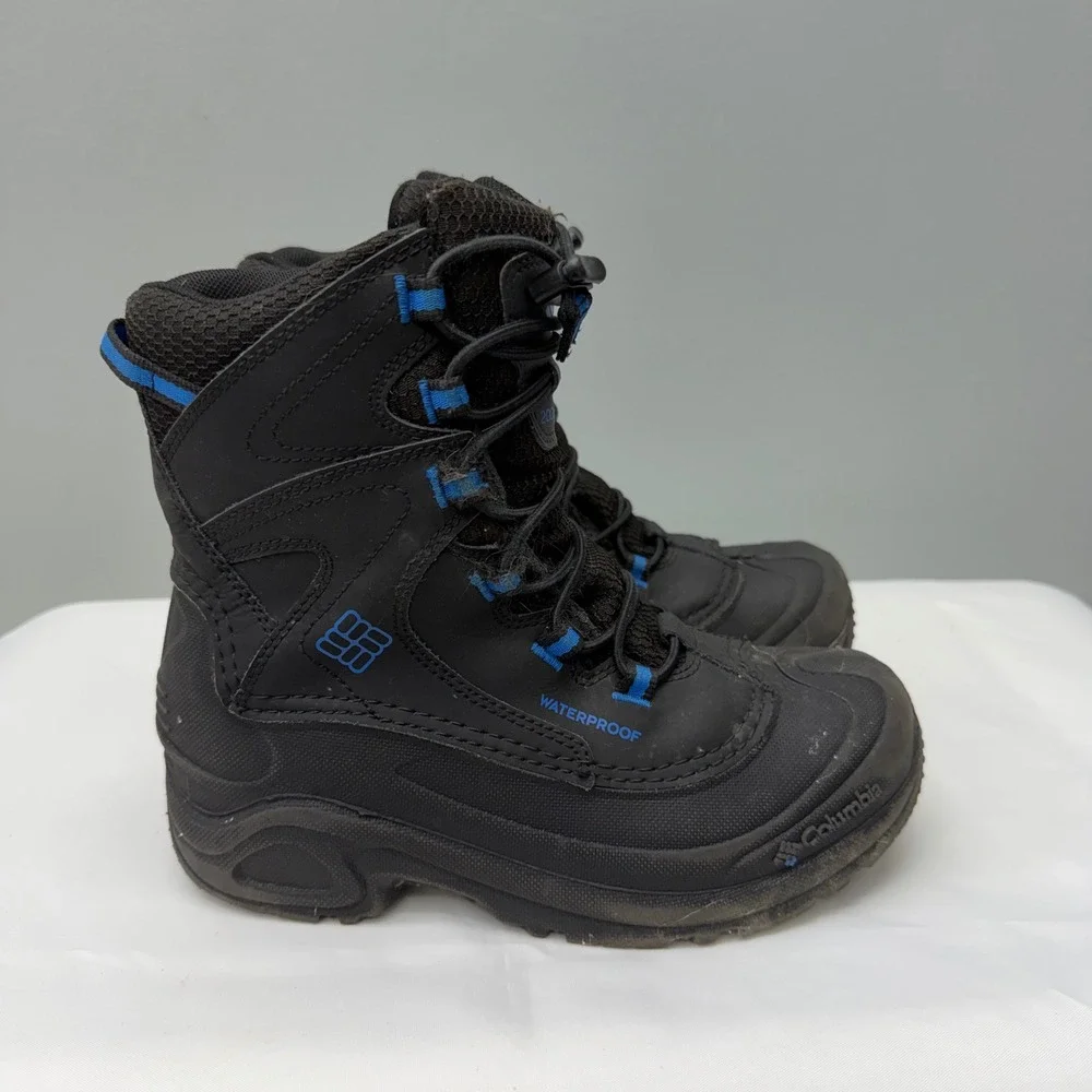 Columbia Black Blue Waterproof Insulated Winter Boots Boys 4 BY1332-010
